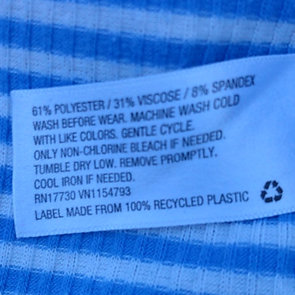 Girls blue/white stripe blouse - Picture 5 of 6